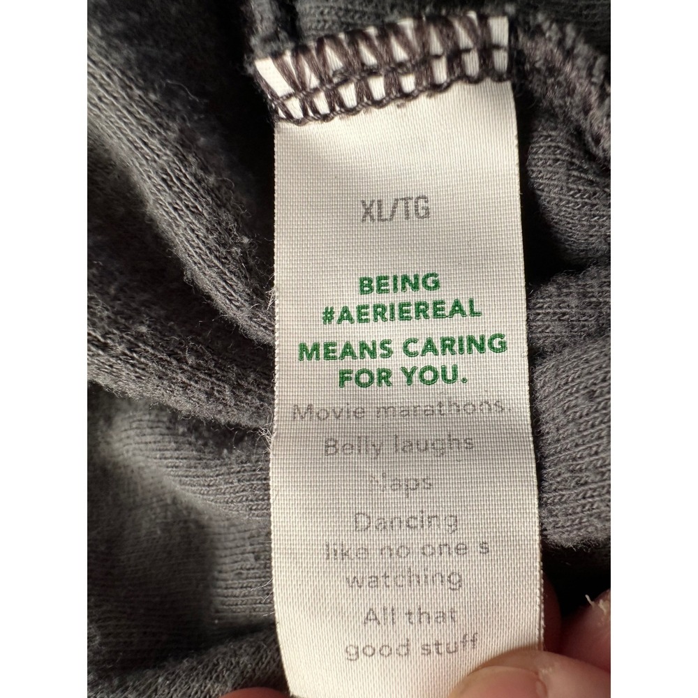 Aerie Charcoal Grey Cargo Jogger Sweatpants XL Drawstring Elastic Waist Lounge - Picture 4 of 10